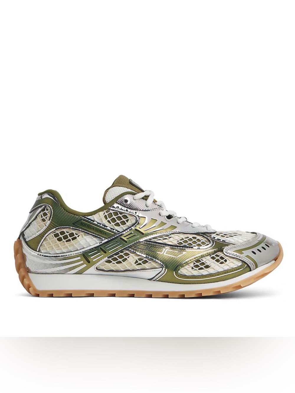 Bottega Veneta Men's Orbit Technical Fishnet Sneakers in Mud/White Size 45/12 US